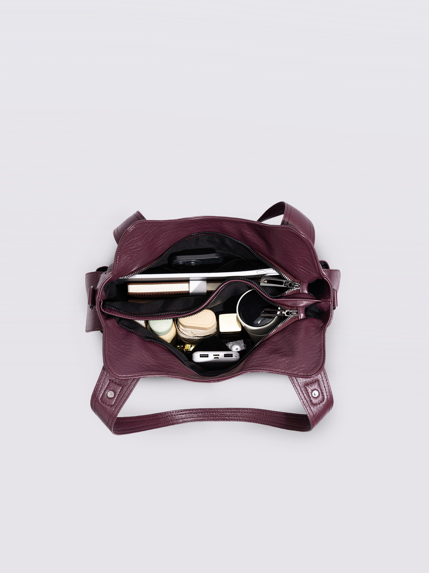Structured Leather-Look Tote with Detachable Crossbody Strap in Black for Work and Weekend | Koossa