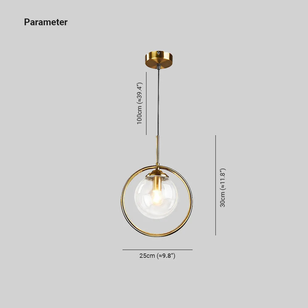 Glass Pendant Light with Metal Ring Frame - Modern Hanging Ceiling Fixture with Adjustable Color Temperature - Dimmable LED Lighting for | Lonoma