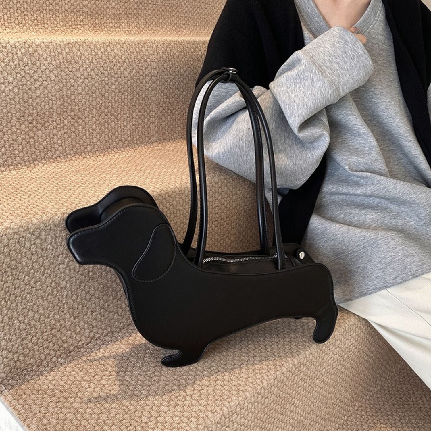 Dachshund Shaped Handbag Novelty Shoulder Bag Women Structured Tote Sausage Dog Purse Adjustable Strap Dachshund Lover Gift Bag | Koossa