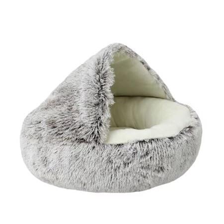 Dachshund Cave Bed Crystal Velvet Plush Half-Cover 40cm 50cm 65cm Anxiety Calming Burrow Dog Bed Non-Slip Washable | Koossa