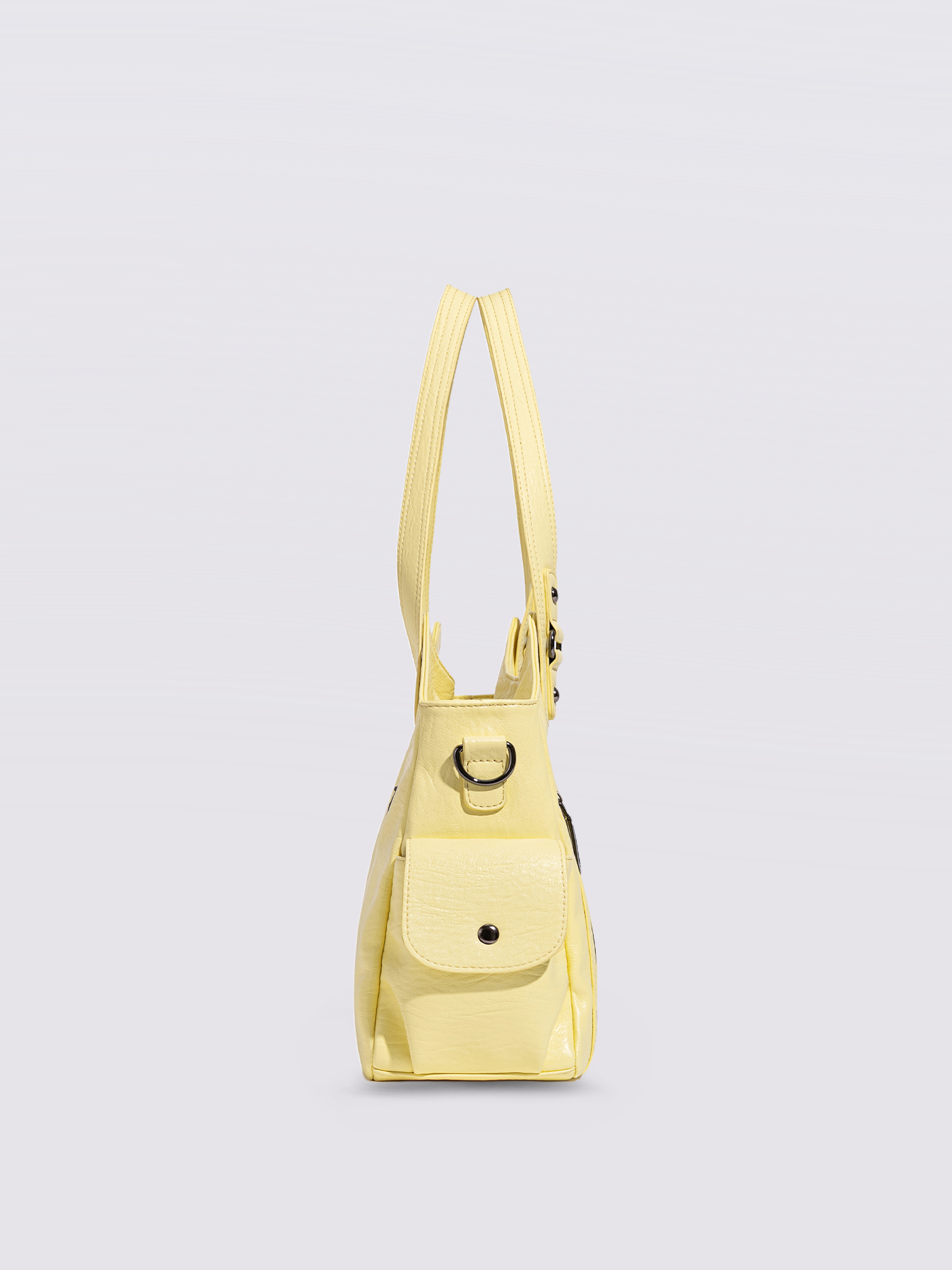 Structured Leather-Look Tote with Detachable Crossbody Strap in Black for Work and Weekend | Koossa