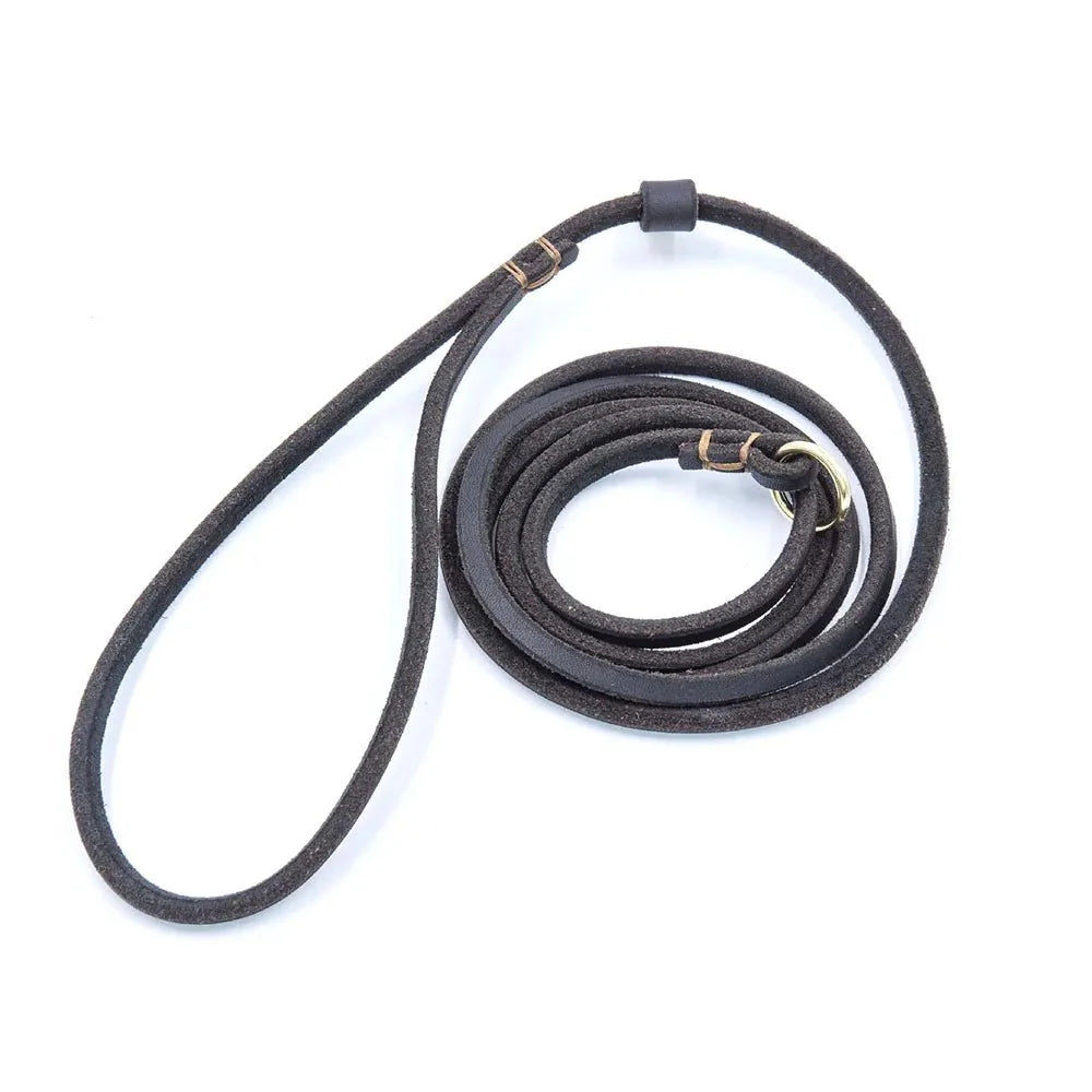 Dog Slip Lead Leather 2-in-1 Adjustable 120cm 150cm Soft Grip Training Leash Collar Black Brown Red Walking Lead | KoossaDog Slip Lead Leather 2-in-1 Adjustable 120cm 150cm Soft Grip Training Leash Collar Black Brown Red Walking Lead | Koossa