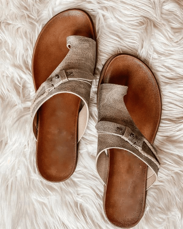 Women's Minimalist Flat Sandals — Open-Toe Summer Footwear in Brown, Black, Grey | Koossa