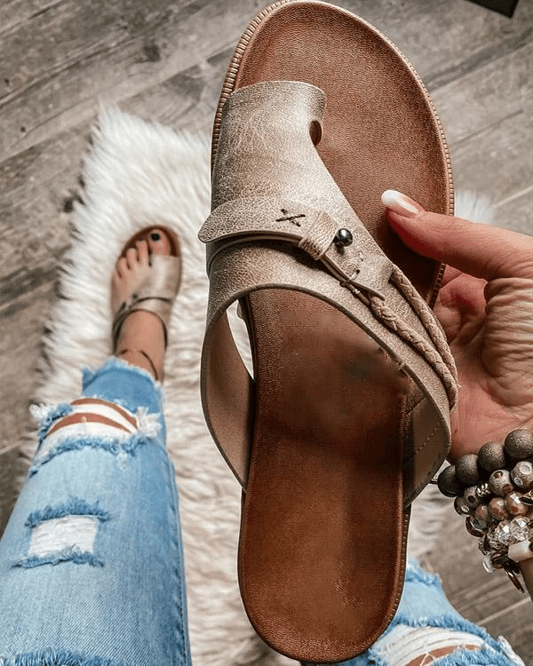 Women's Minimalist Flat Sandals — Open-Toe Summer Footwear in Brown, Black, Grey | Koossa