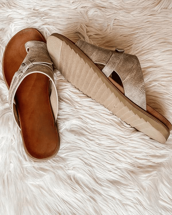 Women's Minimalist Flat Sandals — Open-Toe Summer Footwear in Brown, Black, Grey | Koossa